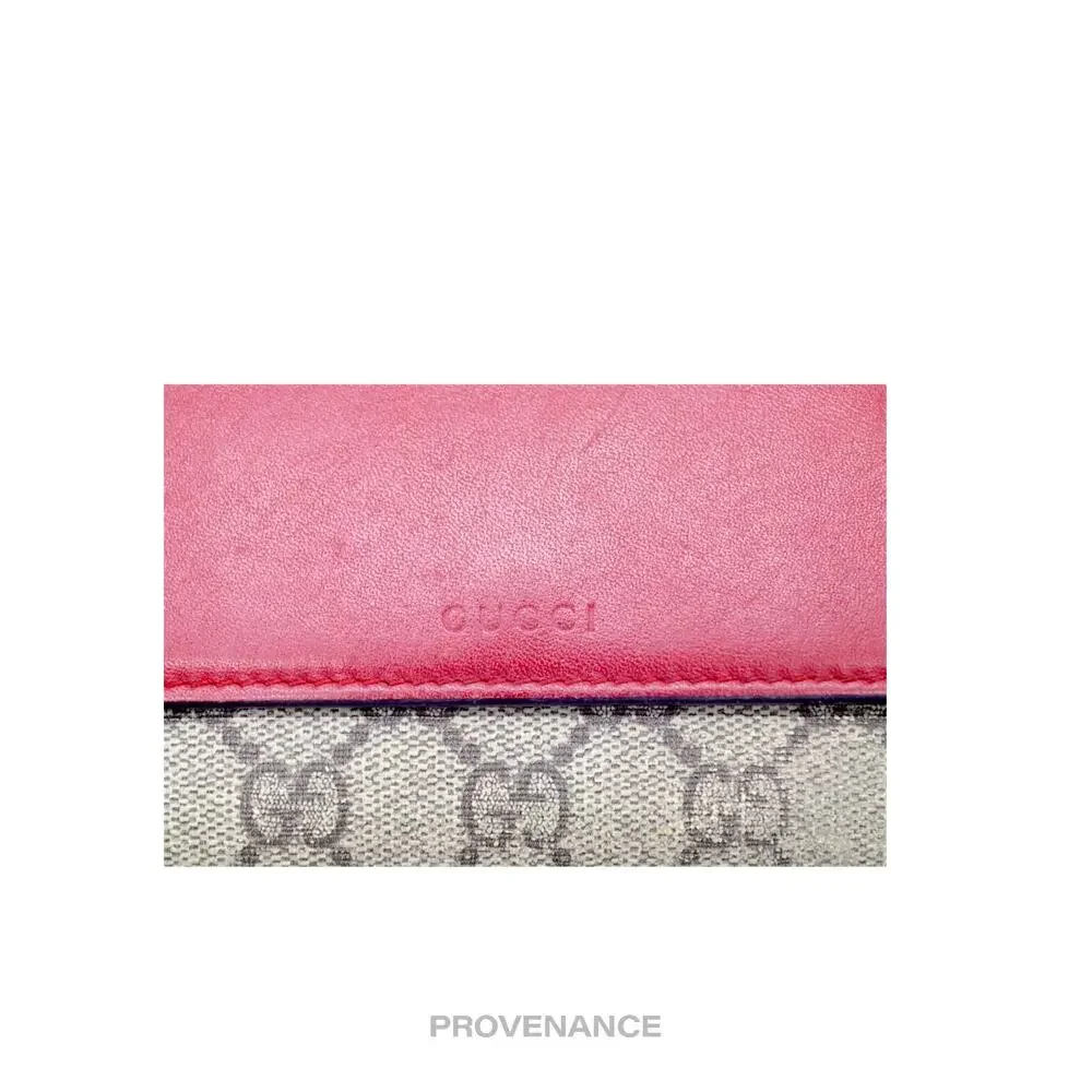 🔴 Gucci Snap Long Wallet - GG Supreme Red Pink - Picture 5 of 11